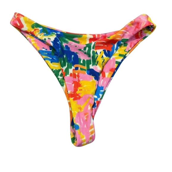 Aurelle Swim Henri Multicolor Bralette Bikini Top Size Medium Button Size Small - Picture 6 of 8